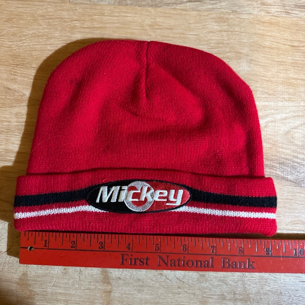 VTG 90s Walt Disney World USA Made Mickey Mouse Text Knit Beanie Goofy Hat Co XL